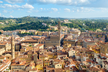 Fototapeta na wymiar Aerial view of the city of Florence including the Palazzo Vecchio