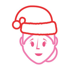 cartoon woman with christmas hat icon over white background vector illustration