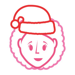 cartoon woman with christmas hat icon over white background vector illustration