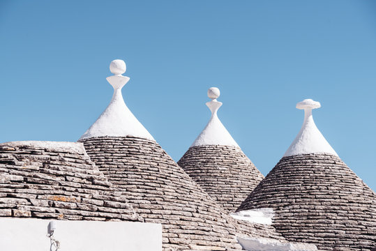 Alberobello typical Trullo houses made by volcanic stones