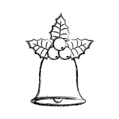 flat line uncolored christmas bell over white background  vector illustration