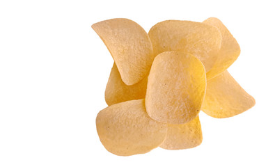 Potato chips isolated on white background