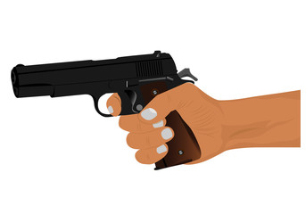 the gun in hand vector design