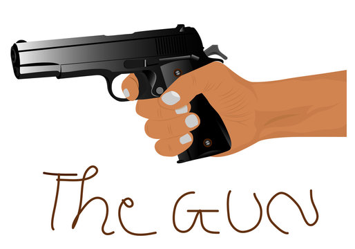 the gun in hand vector design