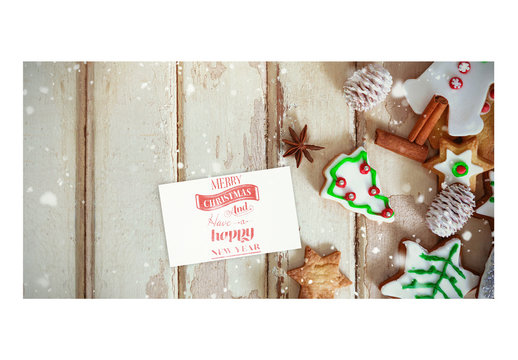 Holiday Card with Christmas Cookies in Snow  Mockup 1