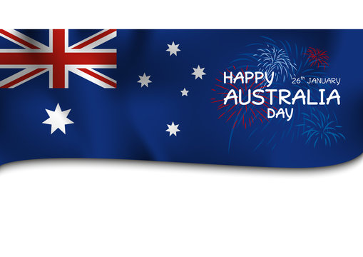 Australia day design of flag and firework vector illustration