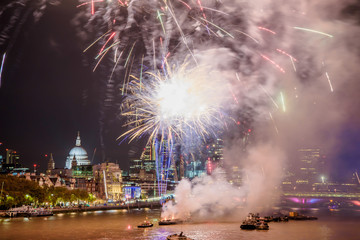 Fototapeta na wymiar Fireworks, Lord Mayor's Show 2017 London, England