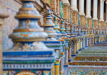 Seville, Spain. Ceramic tiles detail in seville (spanish Square) Plaza de españa