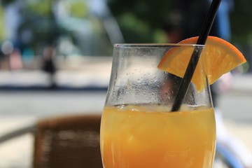 Orange juice in a terrace