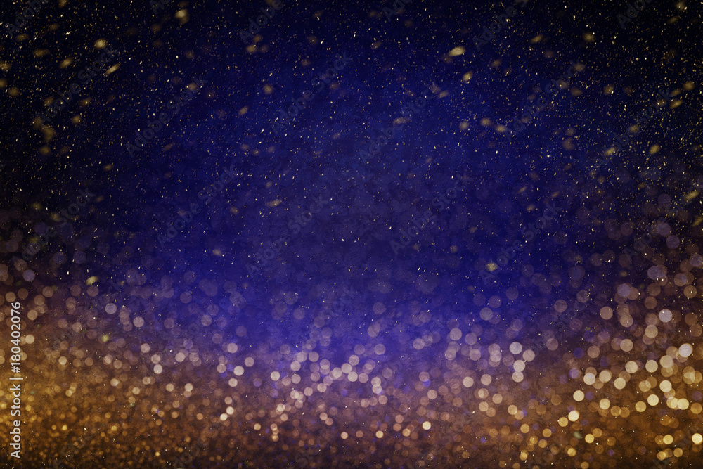 Wall mural Christmas defocused blue gold background