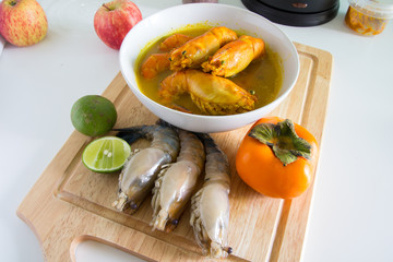 yellow sour soup with fresh shrimp