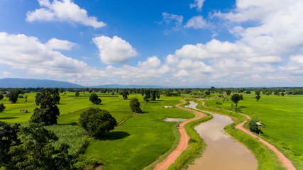 Obraz premium Aerial view of the countryside in thailand.