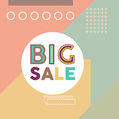 Sale banner vector illustration in memphis pop style