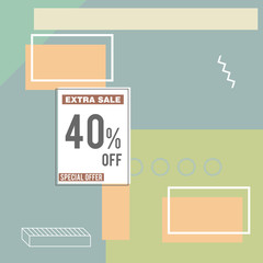Sale banner vector illustration in memphis pop style
