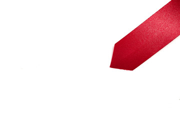 Red ribbon bookmark on white background
