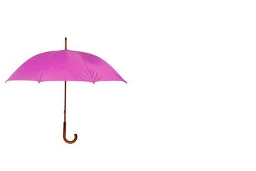 Pink Umbrella Off Center on White Background
