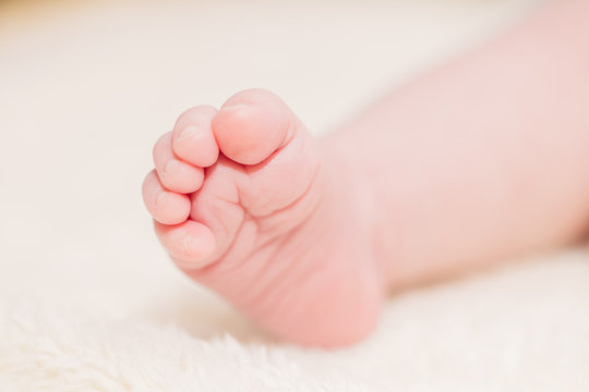 Fingers of a child's feet on a light background