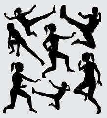 martial art silhouette good use for symbol, logo, web icon, mascot, sticker, sign, or any design you want.
