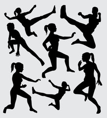 martial art silhouette good use for symbol, logo, web icon, mascot, sticker, sign, or any design you want.
