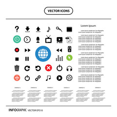 music button  icon set