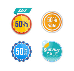 Summer sale. Design banners and discount stickers. Special offer templates.
