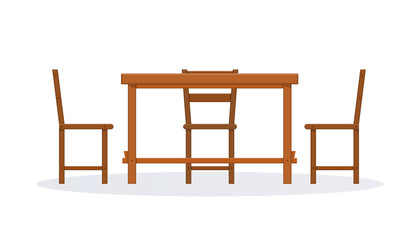 Set of wooden furniture. Picnic furniture, chair and table.
