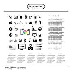 movie and media icon set