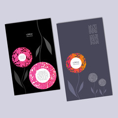 Vertical banner, flyer, cover with a gradient flower frame.