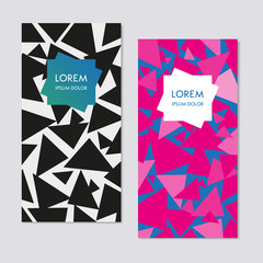 Vertical banner, flyer with a triangle background.