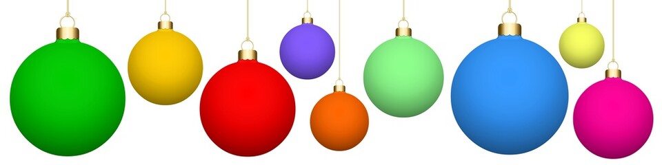 Bannière. Boules de Noël colorées 