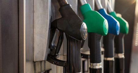 Fuel pumps at the service station.