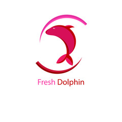 Flat and Pink Fresh Dolphin Logo