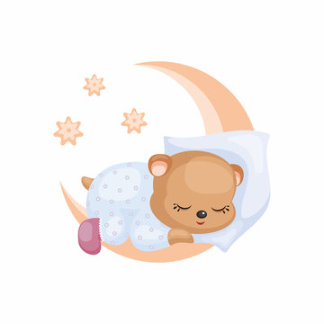 The image of a cute Teddy bear in a cartoon style. Vector illustration on a white background.