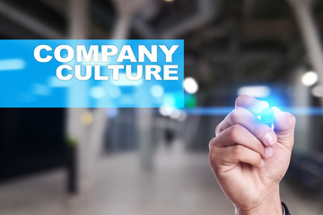 Company culture text on virtual screen. Business, technology and internet concept.?