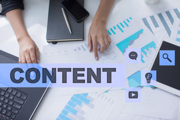 Content text on virtual screen. Business technology and internet concept.?