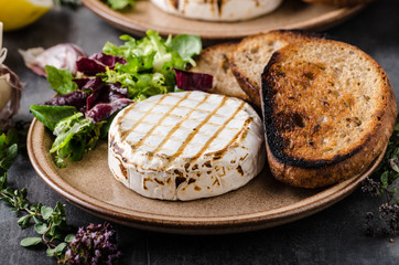 Grilled camembert cheese