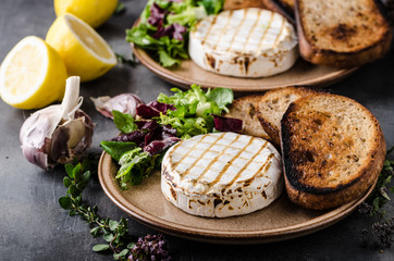 Grilled camembert cheese