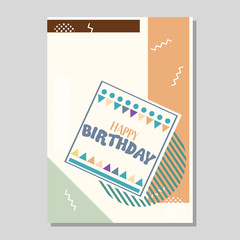 Happy Birthday Memphis style vector design for greeting card