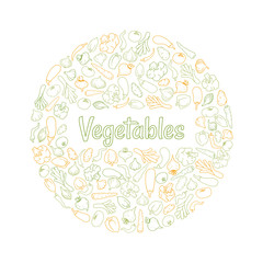 veggies shaped in circle. vector illustration for your design of vegetarian menu