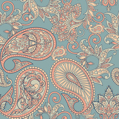 Materiał do szycia Paisley Damask ornament. Seamless Vector illustration