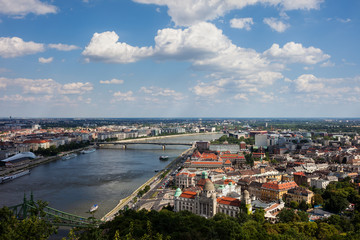 Fototapeta na wymiar Budapest City Cityscape From Gellert Hill In Hungary