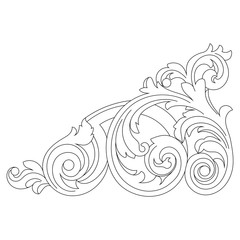 Vintage baroque ornament, corner. Retro pattern antique style acanthus. Decorative design element filigree calligraphy vector. - stock vector