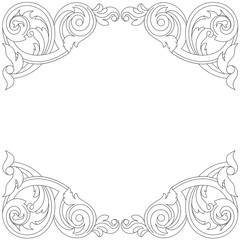 Vintage border frame engraving with retro ornament pattern in antique baroque style decorative design. Vector