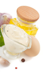 mayonnaise sauce on white background