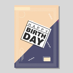 Happy Birthday Memphis style vector design for greeting card