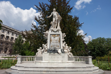 Mozart Denkmal monument from 1896 n Vienna city, Austria