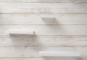 set of wooden shelves