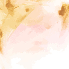 Abstract vector pastel watercolor background for greeting cards and banners. Pink gold scale.