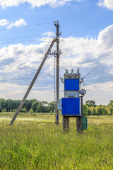 Electrical transformer station next to the cable support