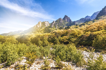 Beautiful mountain landscape in the national park of Soraksan, South Korea